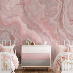 Pink Onyx Marble Girls Room Wallpaper - Peel and stick