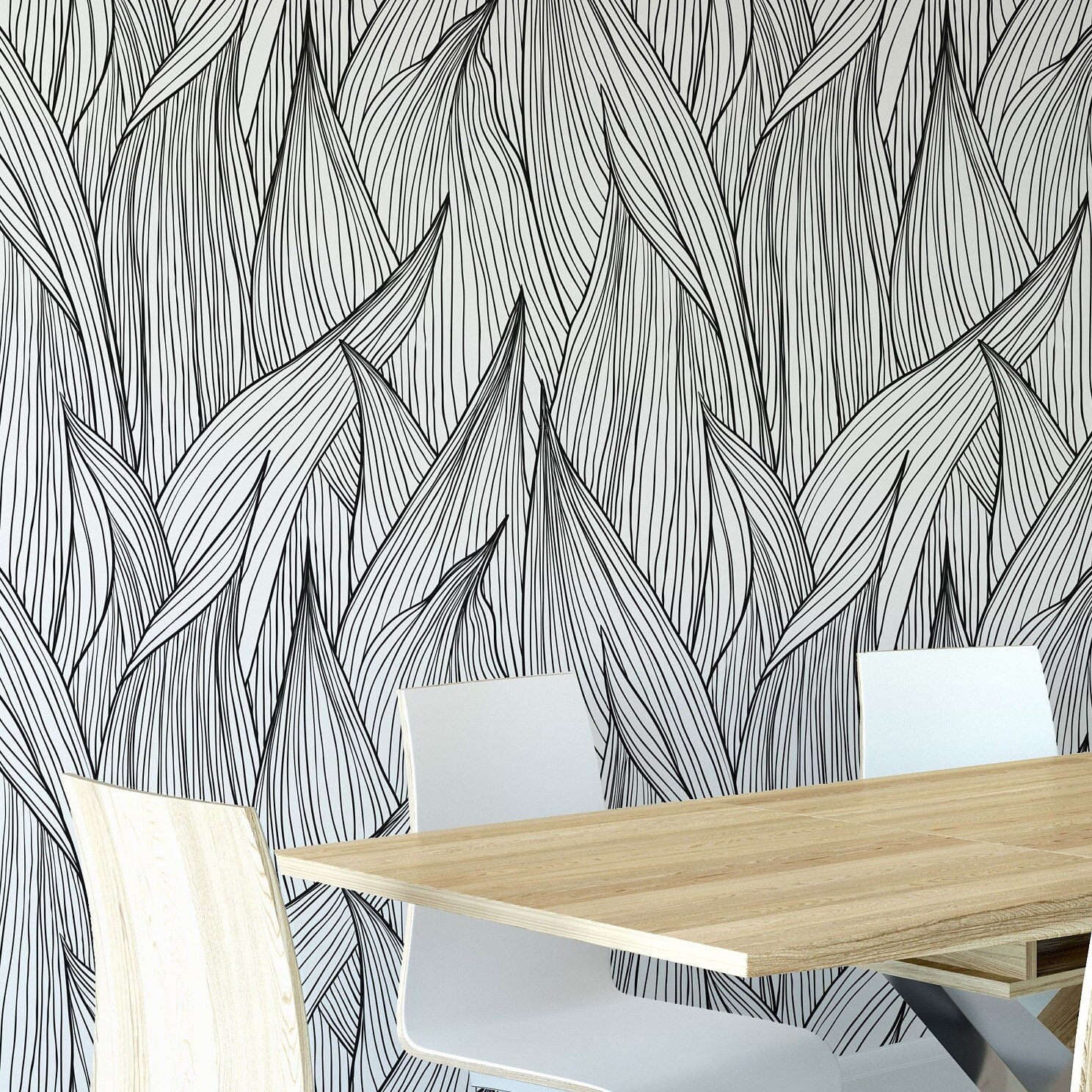 Leaf Peel and Stick Wallpaper: Boho Botanical Self Adhesive