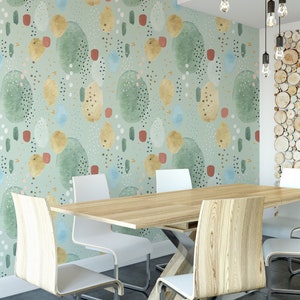 Colorful Watercolor Abstract Minimalist Peel and Stick Wallpaper Mural-B039