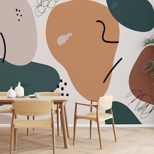 Contemporary Abstract Wall Art - Geometric Artistic Decor - Peel and Stick Wallpaper