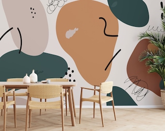 Contemporary Abstract Wall Art - Geometric Artistic Decor - Peel and Stick Wallpaper