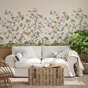 Floral Botanical Chinoiserie Wallpaper Mural - Peel and Stick Wallpaper-C502
