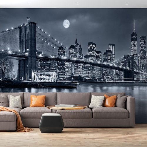 New York City Wall Mural Peel and Stick / Peel and Stick Black Etsy
