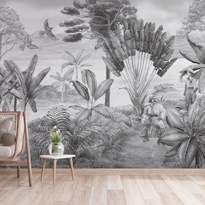 Tropischer Dschungel Wallpaper | Pflanzen Schälen und Aufkleben | Selbstklebend | Wanddekoration | Temporäre Tapete | Wohnzimmer von 29Wallart