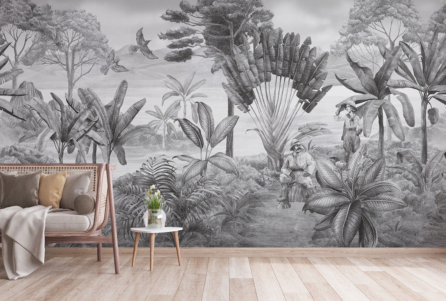 Palm Leaves Tropical Wallpaper for Walls  Palms Over Diamonds