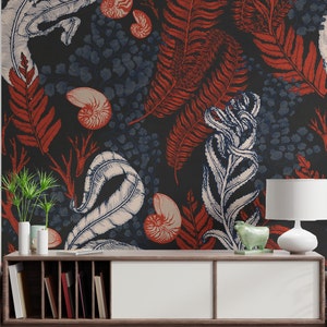 Peel and stick Wallpaper | Nautilus Coral Reef Wall Murals - Immerse Yourself in Leafy Beauty B651