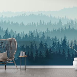 Misty Forest Scenic Wallpaper Mural - Peel and Stick Wallpaper