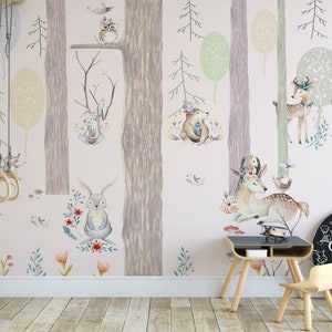 Carta da parati murale con amici animali del bosco