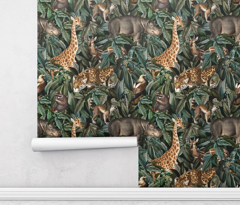 Animal Wallpaper Peel and Stick Wallpaper Removable Wall | Etsy
