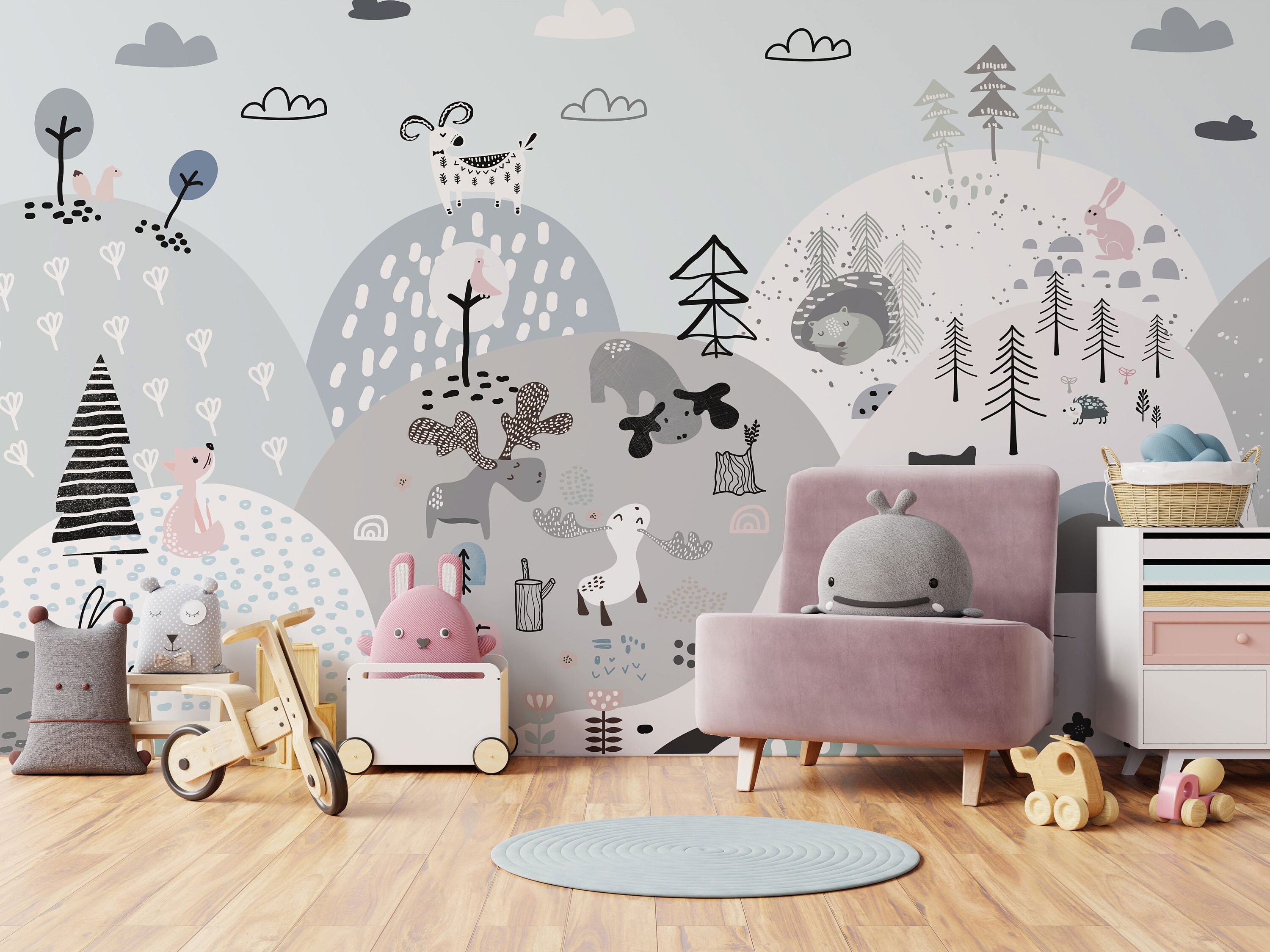 Animal Wallpaper Hills Removable Wallpaper Peel and Stick Self - Etsy