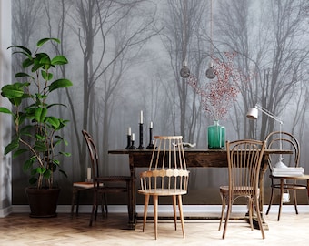 Natural Foggy Forest Mural Wallpaper peel and stick & Removable for Living Room and Bedroom by 29Wallart