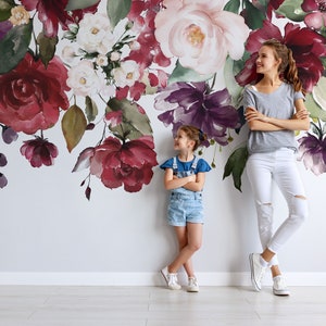 Décollez et collez le papier peint floral de fleurs d'aquarelle | Papier Peint Amovible pour Salon et Chambre par 29 Wallart