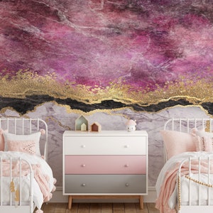 Abstract Marble Gold Accent Wallpaper Mural - Peel and Stick