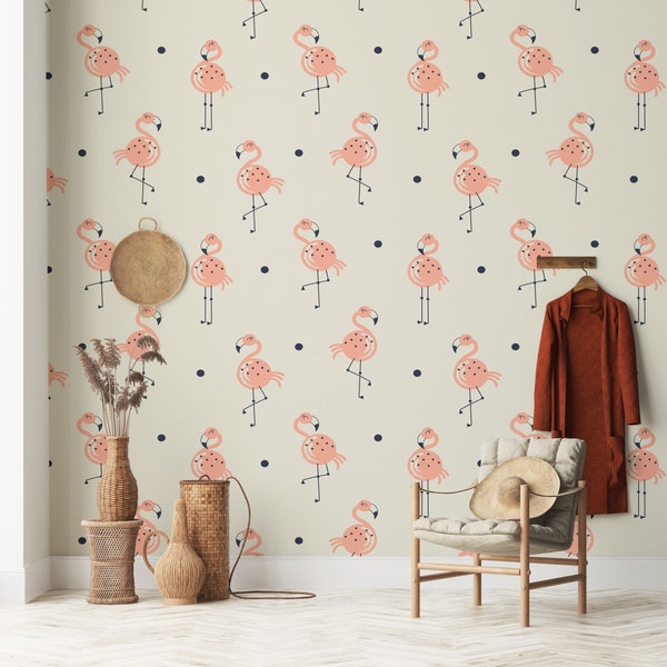 Flamingo Bird Wallpaper Zelfklevende Verwijderbare Kids en Nursery Muurschildering Peel and Stick Birds Muurschildering door 29 Wallart