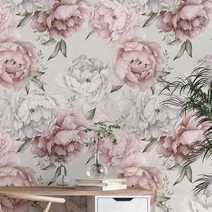 Pink Flower Peel and stick Wallpaper | Self-Adhesive Rose Flower Mural | Removable Wallpaper | Wall Decor for Bedroom, Nursery, Living Room