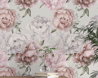 Pink Rose Flower Wallpaper Mural: Peel and Stick, Removable
