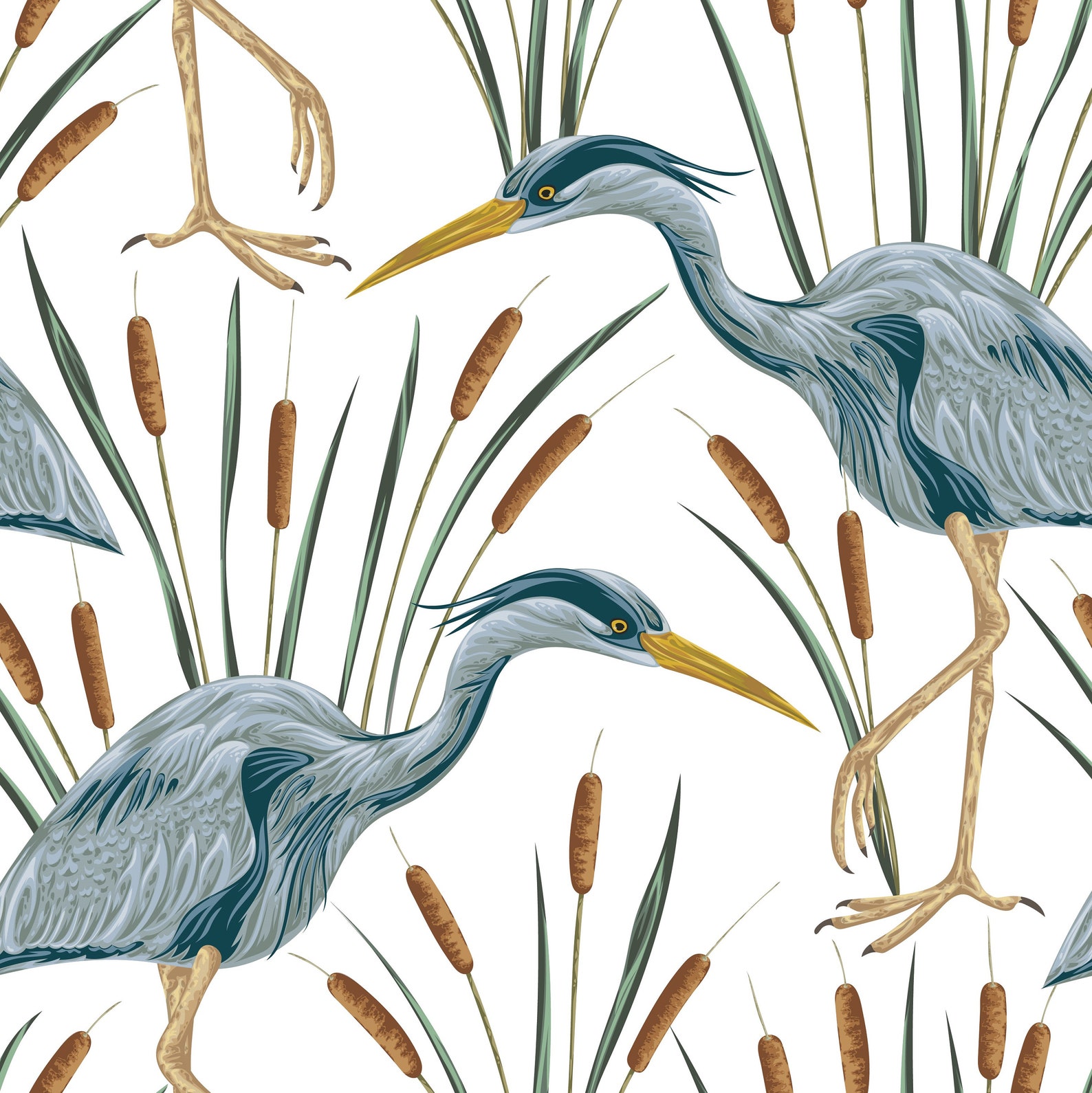 Heron Bird Wallpaper Self Adhesive Removable Swamp Flora and - Etsy