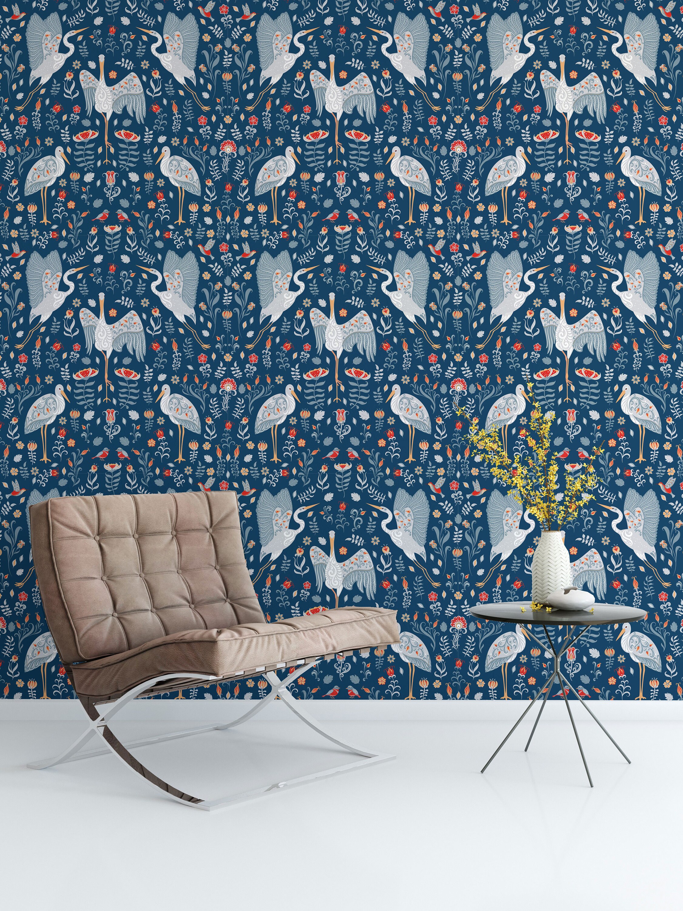 3D White Stork 133 Wall Murals