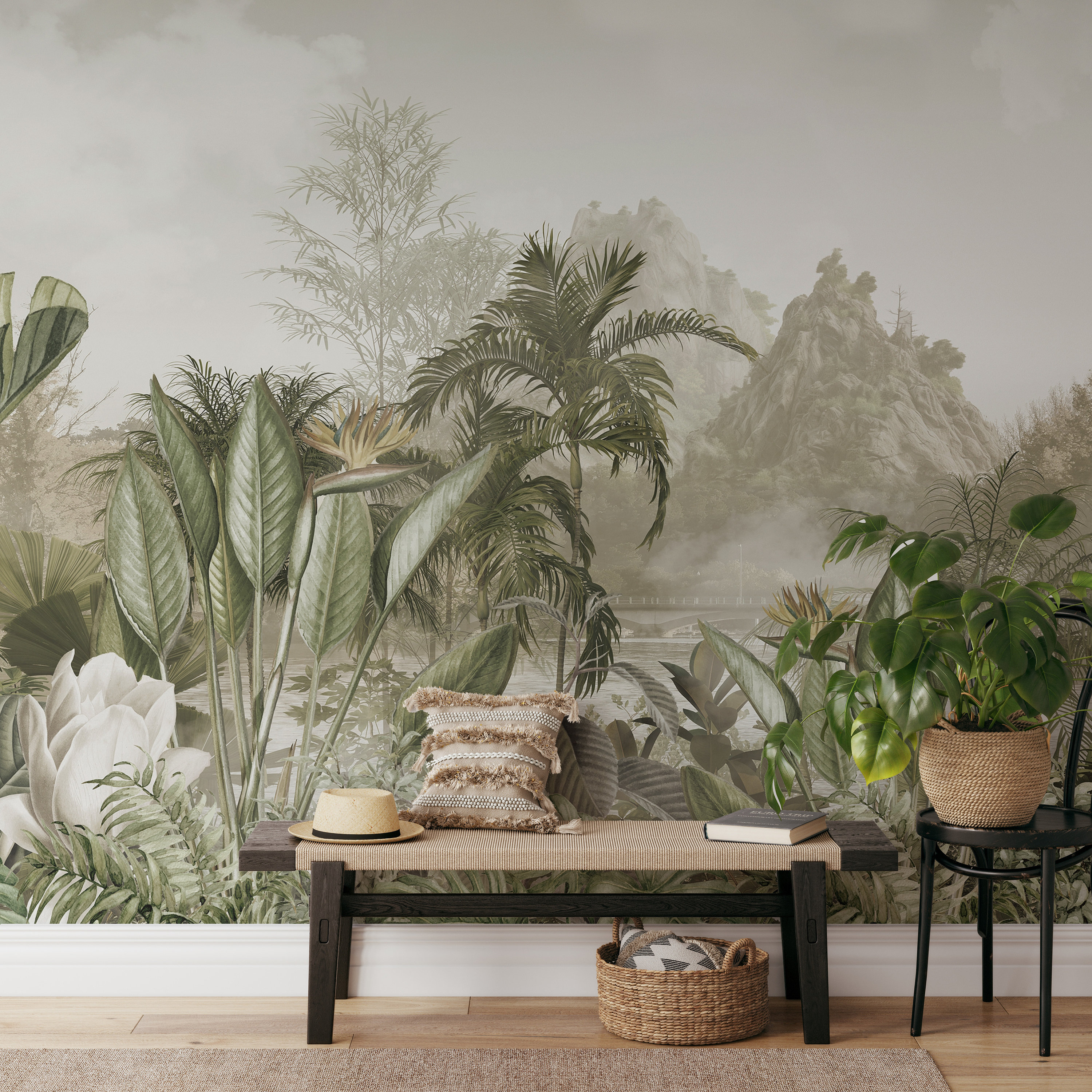 Jungle Wallpaper Mural - Nature Landscape Peel and Stick - Exotic Wall ...