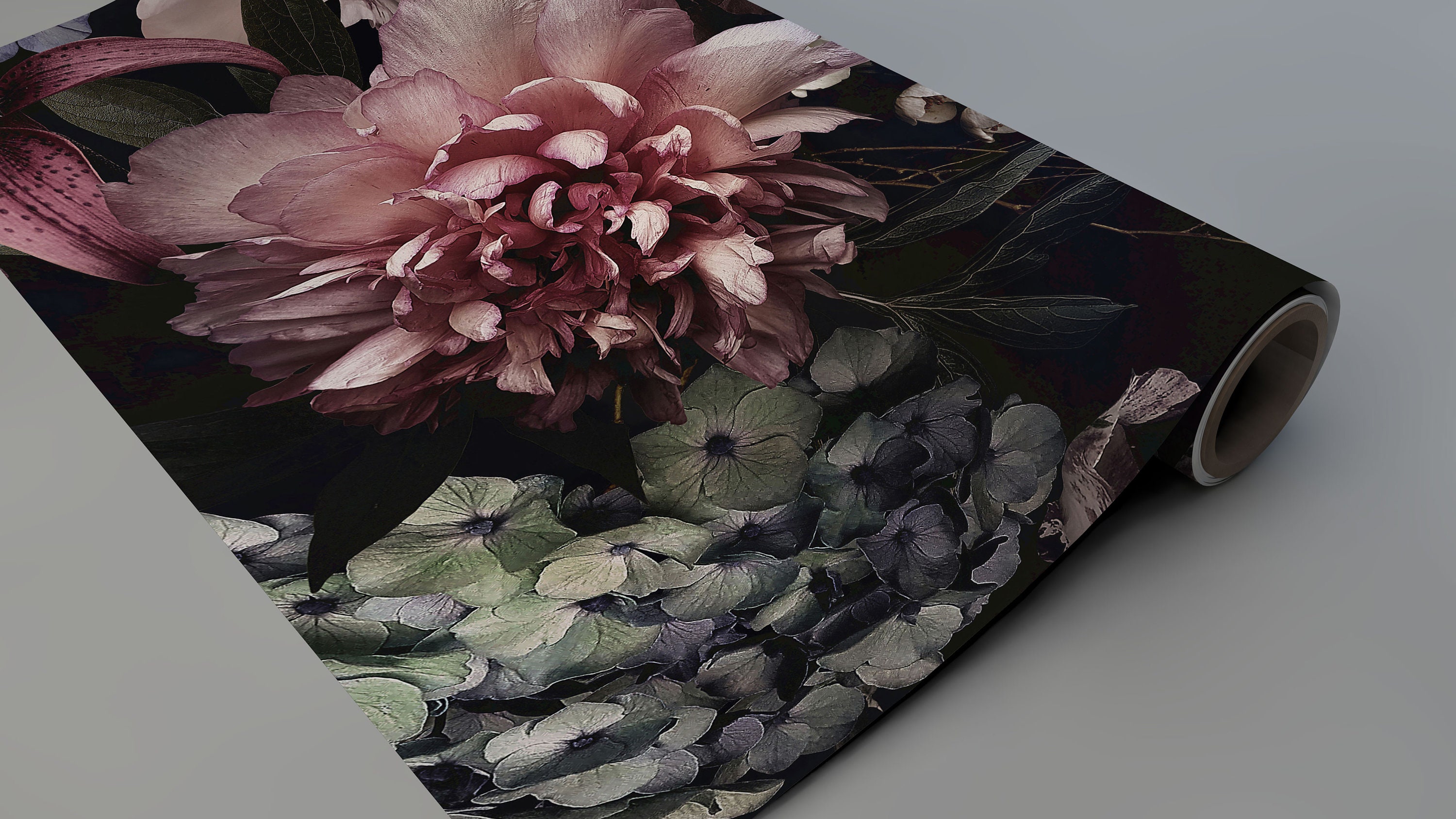 Dark Floral Wallpaper : Peel and Stick Vintage Flowers Self Adhesive ...