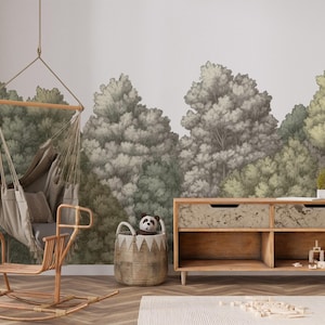 Serene Tree Wallpaper Mural - Forest and Woodland Peel and Stick Wallpaper-C466