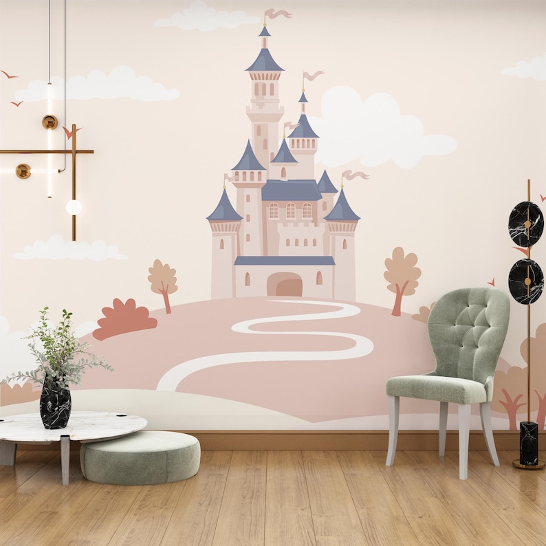 Princess Castle Wallpaper Mural: Kids Nursery Peel and Stick - Etsy