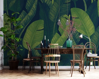 Green Banana Leaves Wallpaper Self Adhesive Peel and Stick Tropical Leaf Wall Murals Wallpaper Livingroom Bathroom by 29 Wallart