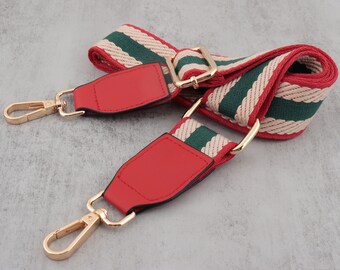 Cinturino regolabile della borsa 3.8CM cinturino in tela intrecciata, cinturino a strisce, tracolla della borsa, cinturino della borsa verde rosso, maniglia di ricambio, accessori della borsa