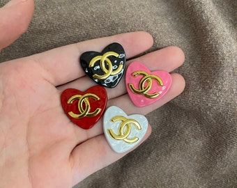 25*23mm-Cuore Autentici bottoni Chanel vintage