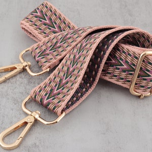 Adjustable Bag Strap 3.8CM Woven Canvas Purse Strap, Stripe Strap, Shoulder Strap,Pink bag Strap,Replacement Handle,Bag Accessories gift