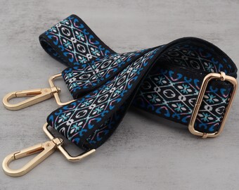 Adjustable Bag Strap 3.8CM Woven Canvas Purse Straps，Stripe Strap，hand-made bag Strap，Blue bag strap,Replacement Handle,Bag Accessories gift