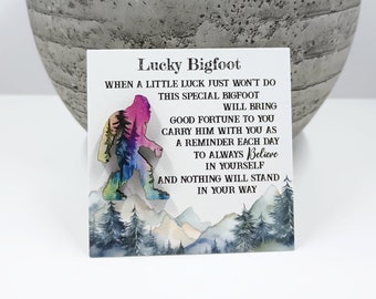 Lucky Bigfoot Token Sasquatch Token Pocket Hug Miniature Bigfoot Lucky Sasquatch Gifts Party Favors Stocking Stuffers Bigfoot Pocket Pal