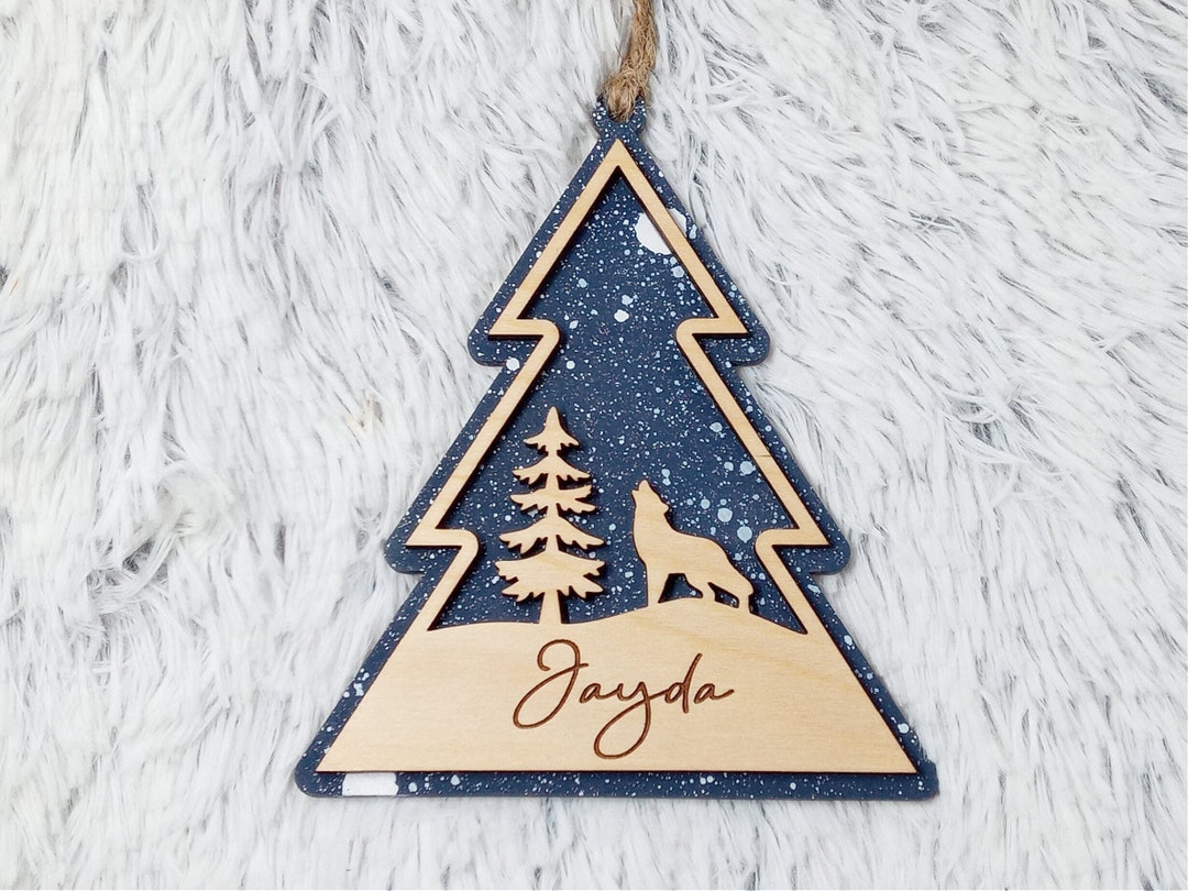 Wolf Christmas Ornament Personalized Wolf Ornament Woodland Ornament ...