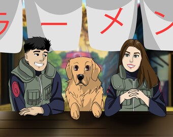 Custom anime portrait, Couple anime portrait, Family anime portrait, custom anime drawing, manga portrait commission, custom manga gift