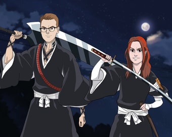 Custom Anime Portrait ,Anime Cosplay Custom Manga Portrait ,  Family Anime Portrait, Couple Anime Portrait