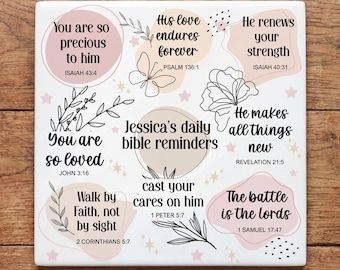 Personalised Ceramic Bible Verse Coaster, Customised Bible Scripture Coaster, Daily Bible Reminders Coaster, Christian Coaster, Religious