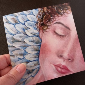 Angel card, greetings card sleeping angel, blank card with envelope, angel art card, from original by Abigail Whelan, goddess, pagen card