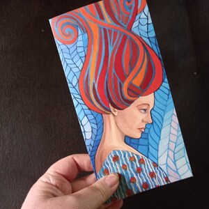 Rothaarige Mädchen Grußkarte, Kunstkarte, Blankokarte, von Originalgemälde, Blanko Grußkarte Mädchen, Bildkarte von Malerei, Künstlerkarte,