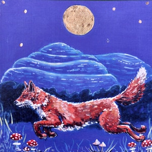 Fox Under Hambledon Hilll-kaart, fox-wenskaart, fox schilderij reproductie van mijn originele schilderij