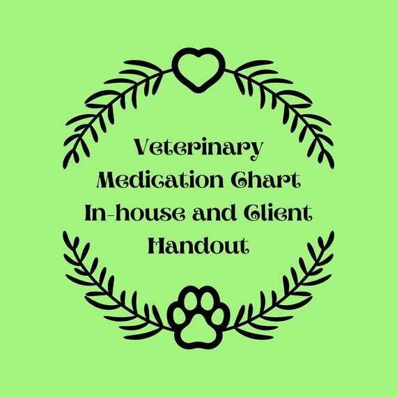 Printable Veterinary Medication Chart Vet Clinic Forms Etsy