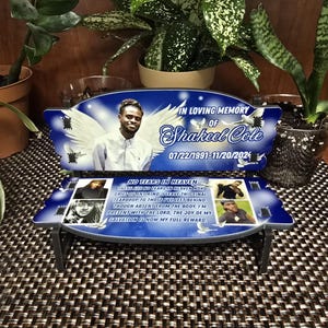 Memorial bench Template design 11, blue and white