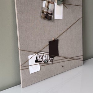 Linnen prikbord - 4 maten - beige - memobord van kurk en stof - zand - vanaf 63 euro