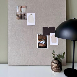 Tablón de notas de lino - 4 tamaños - beige - tablero de corcho y tela - arena - desde 63 euros