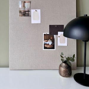 Linen pinboard - 4 sizes - beige - Cork and fabric memo board - sand - from 63 euros