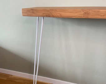 Table console en chêne - faite à la main - 22 cm étroite et idéale pour le couloir - en bois véritable massif avec pieds en épingle à cheveux