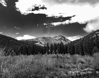 Coming to Breckenridge, Black and White Photography, Rocky Mountains, Rockies Photo Print, Rustic Home Decor, Rustic Photo Print, Fall Print