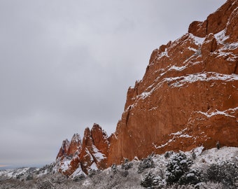 Snowy Garden of the Gods, Colorado, Landscape Photo Print, Nature Photography, Winter print