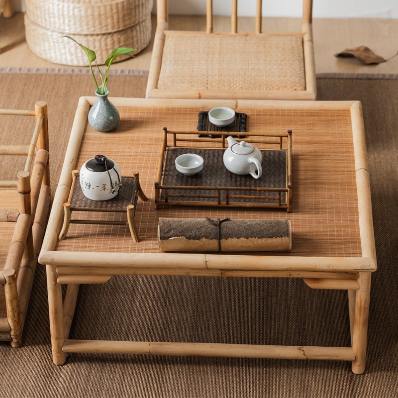 Natural Japanese Style Small Coffee Table Balcony Tatami
