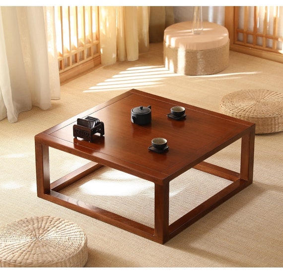  Mesa de té japonesa antigua, mesas de café bajas, mesas pequeñas,  mesa auxiliar de madera maciza, tatami, ventana de piso a techo, pequeña  sala de estar y dormitorio, estudio, café de