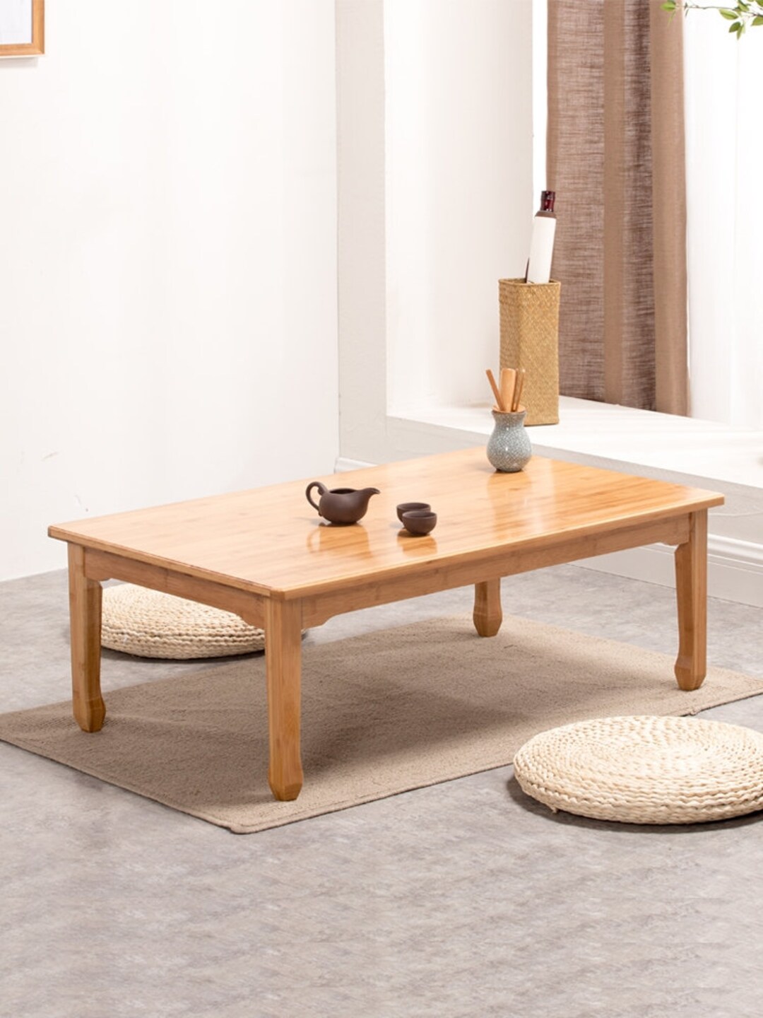 Solid Wood Low Table Bay Window Small Tea Table Tatami Rectangular Table -  China Side Table, Low Table of Solid Wood